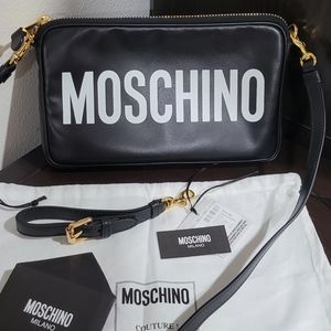 MOSCHINO leather Logo crossbody/ wristlet